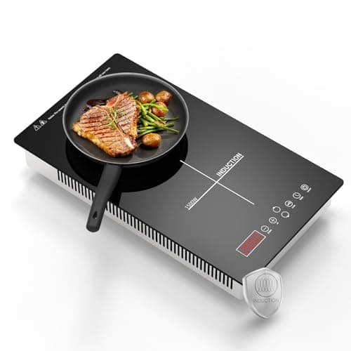 Image of Gveyajo 2 Ring Electric Induction Hob, 3500W Portable Induction Hob Double Zone, Built-in & Countertop Hot Plate with 8 Power Levels, Timer, Child Lock, 220-240V