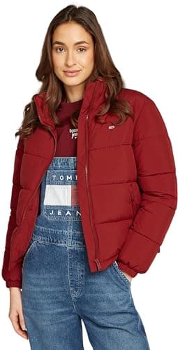 Image of Tommy Jeans Women's Tjw Essential Puffer Ext Dw0dw18827 Puffer Jacket, Red (Regatta Red), L