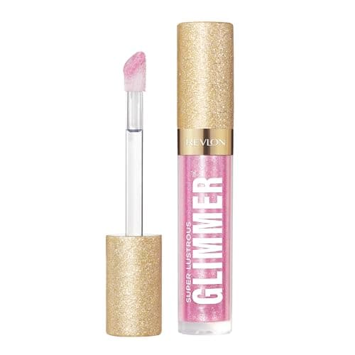 Image of Revlon Super Lustrous Glimmer Gloss – Hydrating & Plumping Lip Gloss with Plant-Based Glitter, 3D Shimmer, 39% Hydration Boost & Oversized Applicator, Pink Prisma