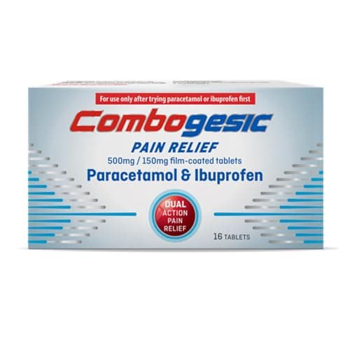 Image of Combogesic Dual Action Paracetamol Ibuprofen Pain Relief Tablets, 16 Count – Strong Painkillers for Headache, Migraine, Period, Toothache and Back Pain, Cold and Flu Symptoms
