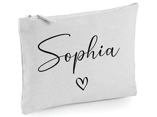 Image of D&T Personalised Canvas Accessory Case Gift,Customised Accessory Bag Appreciation Gift for Her-Gift for Him #W530#01 Light Grey L