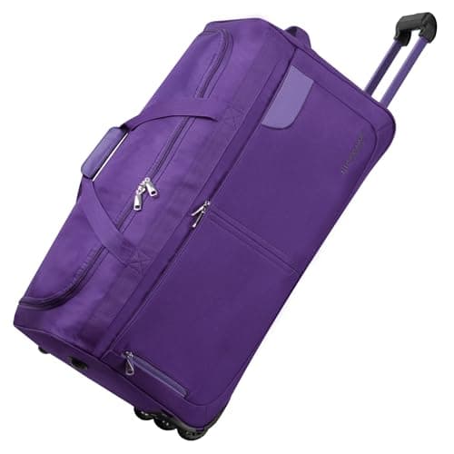 Image of Rocklands® Lightweight Luggage Rolling Holdall Suitcase Wheeled Duffle Bag Cargo Sport Travel Bag RL501 (Purple, Large - 32" (H84 x L42 x W40 cm))
