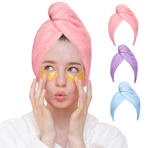 Image of Good Nite Hair Towel Wrap 3 Pack Microfibre for Long Hair Super Absorbent Soft Women Quick Dry Daily Use