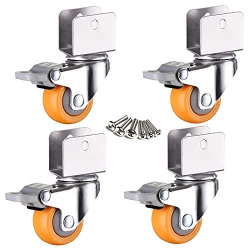 Image of Heavy Duty Castor Wheels 125mm with Dual Locking Nylon Plate Casters for Furniture U Shaped Bracket 60Kg Load Capacity 4 Pack Ideal for Baby Beds and More