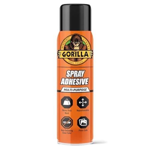 Image of Gorilla Heavy Duty Spray Adhesive, 400ml – Fast Drying, High Strength Mist Spray that Dries Clear | Permanently Bonds Wood, Metal, Fabric, Glass, Leather, Stone, Ceramics & More