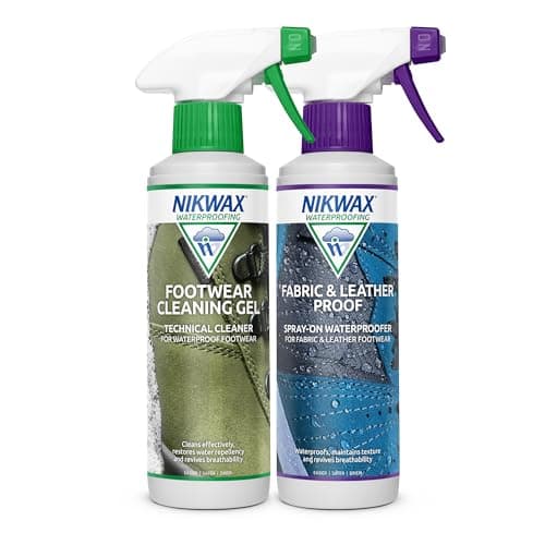 Image of Nikwax FOOTWEAR CLEANING GEL Spray + FABRIC & LEATHER PROOF Spray Twin Pack, 2 x 300ml