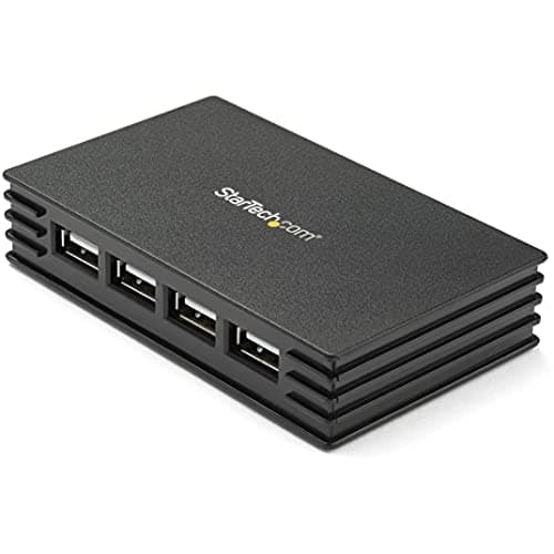 Image of StarTech.com 4 Port Compact Black USB 2.0 Hub - Bus-powered or with Included Power Adapter - Portable Mac/PC laptop hub (ST4202USB)