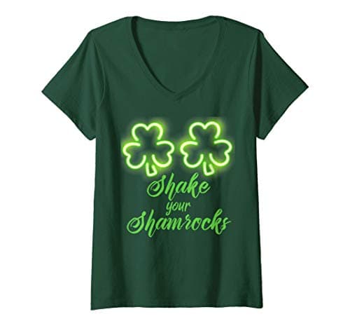 Image of Womens Funny Womens St Patricks Day Shake Your Shamrocks V-Neck T-Shirt