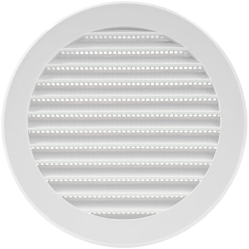 Image of Vent Systems 125 mm / 5" Inch Round Soffit Vent Cover - White Louvered Plastic Grill Cover - Vent Grille with Screen Mesh - HVAC, Ducting, Pipe Air Supply Vents for Bathroom, Kitchen