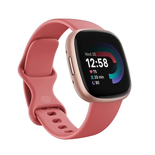 Image of Google Fitbit Versa 4 Fitness Smartwatch with built-in GPS and up to 6 days battery life - compatible with iOS 15 or higher & Android OS 9.0 or higher, Pink Sand/Copper Rose