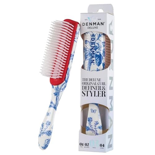 Image of Denman D3 Curl Definer & Styler – 7 Row Detangling Brush for Smooth, Defined Curls – Precision Styling Brush for Curly or Straight Hair, Blue Belle
