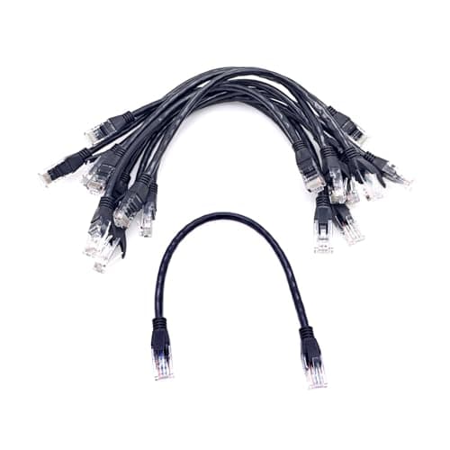 Image of JZK 10x Black CAT 6 Ethernet Cable, 30cm 10Gbps High-Speed Cat6 Patch Leads LAN Network RJ45 Connector for Modem, Router, Computer, Laptop