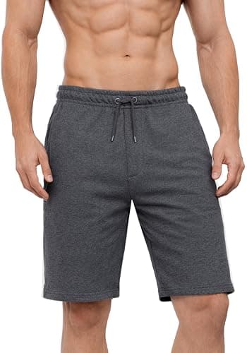 Image of NOROZE Men's Shorts Fleece Jogging Sweat Short Drawstring Casual Training Running and Workout UK Sizes S-XXL Charcoal