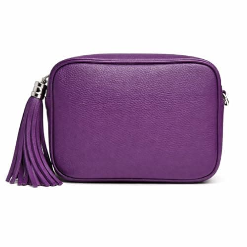 Image of LeahWard Women's Real Leather Cross Body Bags Tassel Charm Party Wedding Holiday Handbags (Purple)