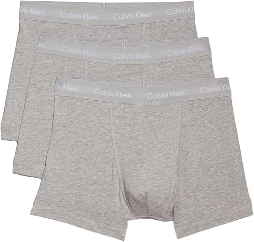 Image of Calvin Klein Men’s 3 Pack Trunks Underwear, Grey (Grey Heather), M