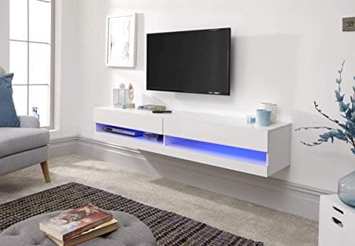 Image of Galicia Wall Mounted Gloss TV Unit with LED - 150cm White
