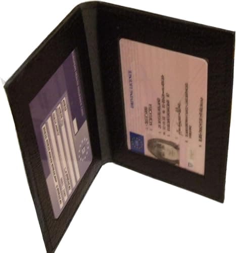 Image of Leather Bus Pass Holder, Oyster Card, ID Cover, Photo ID Window (Double Black)