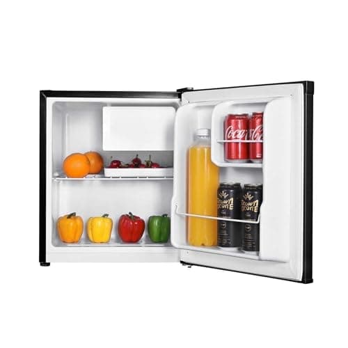 Image of Cookology MFR42LK Small Table Top Mini Countertop Fridge 42 Litre Capacity, Features a Reversible Door, Adjustable Temperature Control and Legs with Lock and a Chiller Box - In Black
