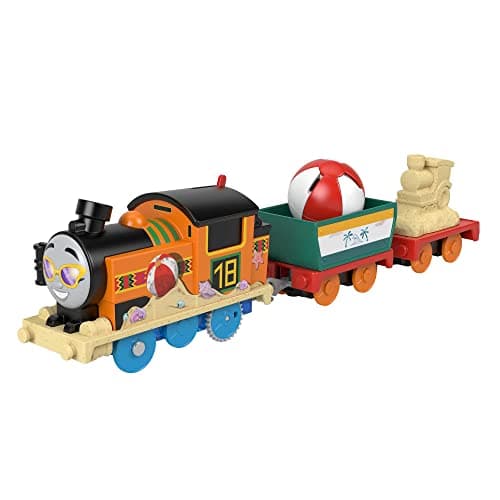 Image of Thomas & Friends Motorized Toy Train Beachy Nia Battery-Powered Engine with Beach Ball Cargo for Preschool Kids Ages 3+ Years