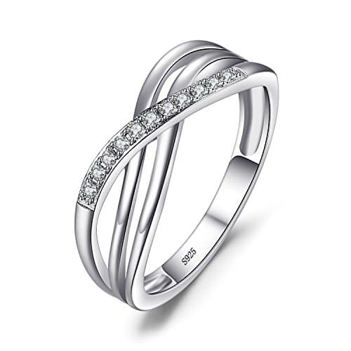 Image of JewelryPalace Infinity Knot Round Cut CZ Stackable Wedding Ring Eternity Bands for Women, Cubic Zirconia 925 Sterling Silver 14K White Gold Plated Promise Ring for Her Size 8.5