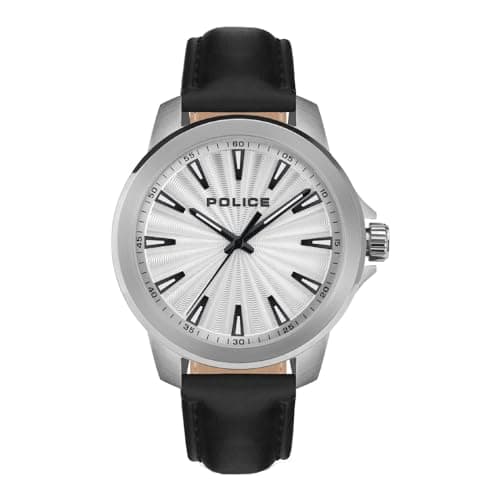 Image of Police PEWJA2207801 Men's Analogue Quartz Watch with Leather Strap, Black