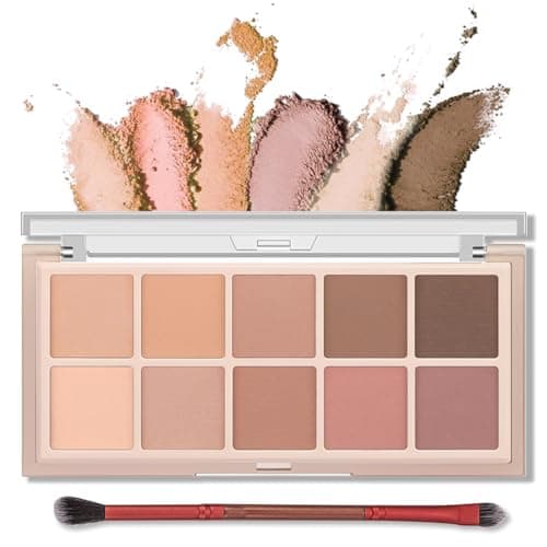 Image of Erinde 10 Colors Eyeshadow Palette, Smooth Matte Eye Shadow, Eye Makeup Palette, Travel Size Makeup Pallet, High Pigmented, Naturing-Looking, Blendable, Long Lasting (05#Milk Tea)