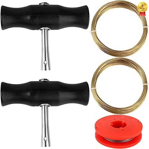 Image of Yuehuabao Car Windshield Removal Tool, 3 Roll High-carbon Steel Window Glass Cutting Wire with 2 Pieces T-shaped Handle, Windscreen Removal Tool Kit for Car Window Disassembly