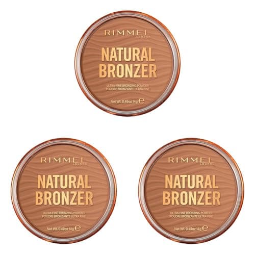 Image of RIMMEL LONDON - Natural Bronzer - Silky-Smooth & Ultra-Fine Bronzing Powder - Sunkissed Look, Mimicking Natural Tan - 002 Sunbronze - 14g (Pack of 3)