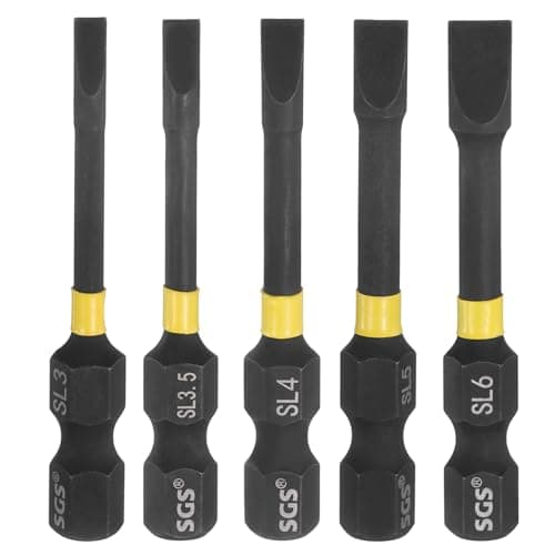 Image of sourcing map 5pcs SL3-SL6 Slotted Impact Screwdriver Bits 3mm-6mm Slotted Tip 1/4" Hex Shank 50mm (2") Long Magnetic Flat Head Phosphated S2 Steel Screw Driver Drill Bits Electric Power Tool