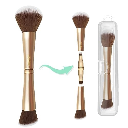 Image of 4 in 1 Makeup Brush Set, Travel Makeup Brushes with Case, Foundation Brush/Blush Brush, Eyeshadow Powder Brush,Concealer Brush (gold-plastic case)