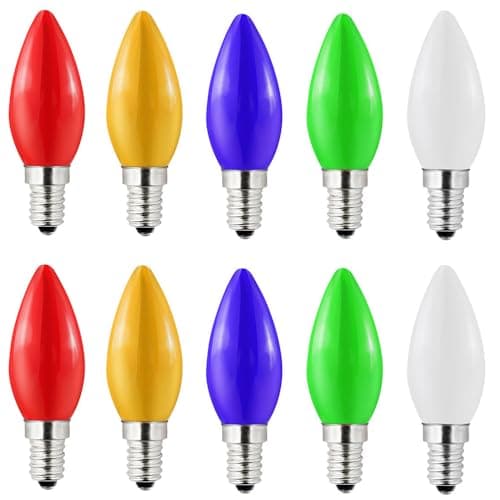 Image of HUAMu E14 LED Light Bulb 1W Coloured Light Bulbs,SES Small Screw Light Bulbs,for Fairy Lights,Party,Christmas Decoration,Mixed Color,Red,Yellow, Green,Blue,Warm White,Pack of 10
