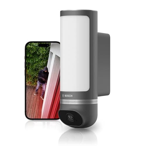 Image of Bosch Smart Home outdoor camera II, outdoor surveillance camera, 1080p full HD resolution with integrated alarm siren and designer light, compatible with Amazon Alexa, anthracite