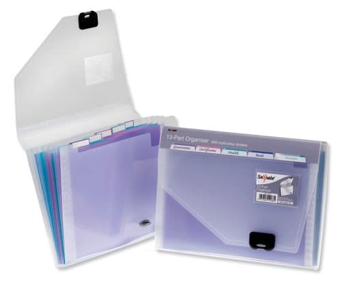 Image of Snopake Expanding Organiser File with Multicoloured Elektra Dividers 6-Part A4 Clear Ref 15172