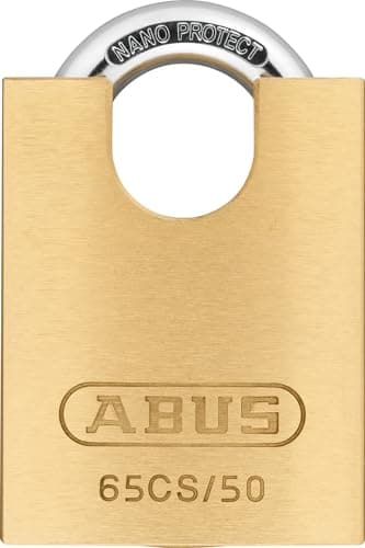 Image of ABUS Brass Padlock 65CS/50 - Brass Lock Body - waetherproof/Outdoor - Hardened Steel Shackle and Shackle Guard - ABUS Security Level 6