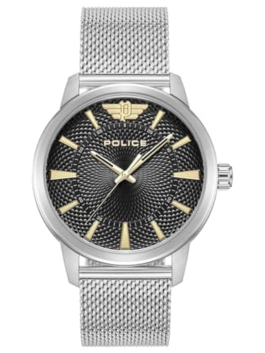 Image of Police PEWJG0005002 Men's Analogue Quartz Watch with Stainless Steel Strap, Silver/Black/Gold
