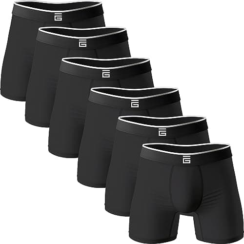 Image of Giovici Mens Boxers Bamboo Anti Chafing Soft Comfortable Boxer Briefs Longer Leg - Boxer Shorts Multipack - Moisture Wicking Technology (6 Pack, Black, XL)