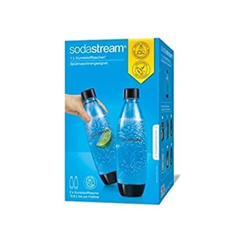 Image of SodaStream DuoPack Fuse 2x 1L KST bottle - dishwasher safe (BPA free) - replacement bottles for SodaStream Water bubbler with PET bottles, black, 9x17.2x29