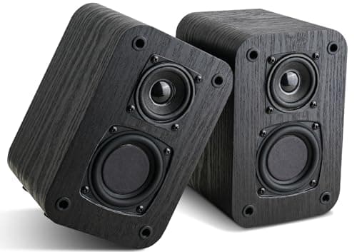 Image of RIOWOIS Passive Bookshelf Speakers for Home Theater Surround Sound, Home Desktop Stereo Speakers with Crisper Sound and Classic Wood Grain for Record Player/Computer/TV, Wall Mountable, One Pair.