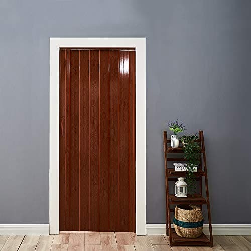 Image of Panana Folding Door Natural Pine Effect PVC Internal Accordion Concertina Sliding Door Thickness:6mm/12mm Brown/Ivory/White/Yellow (12mm, Brown)