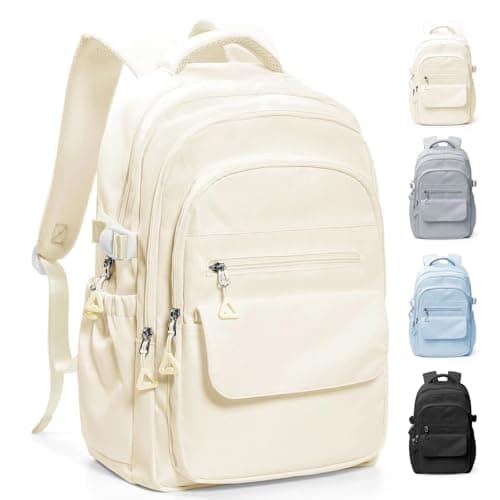 Image of HYC00 School Backpacks for Teenage Girls Boys Casual Daypacks Lightweight School Bags for Girls Secondary High College Bookbag Lightweight Schoolbag Travel Rucksack Work Bag for Women Men,Beige