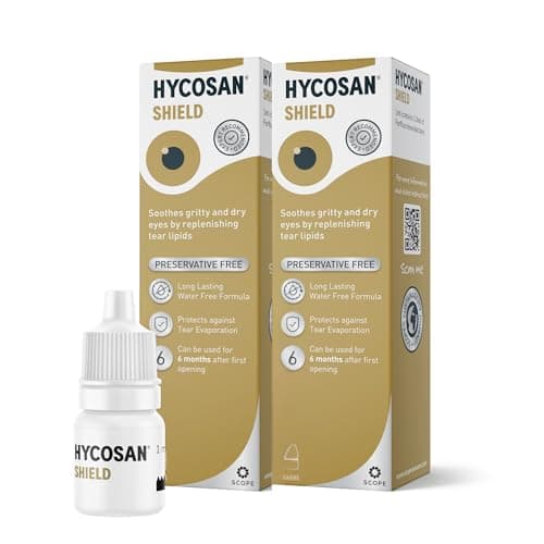 Image of Hycosan Shield Eye Drops – Twin Pack - Preservative Free Single Ingredient Formula for Management of Dry Eyes – 560 Applications – 2x3ml