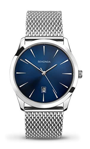 Image of Sekonda Men's Quartz Watch with Blue Dial Analogue Display and Silver Stainless Steel Bracelet 1065.27