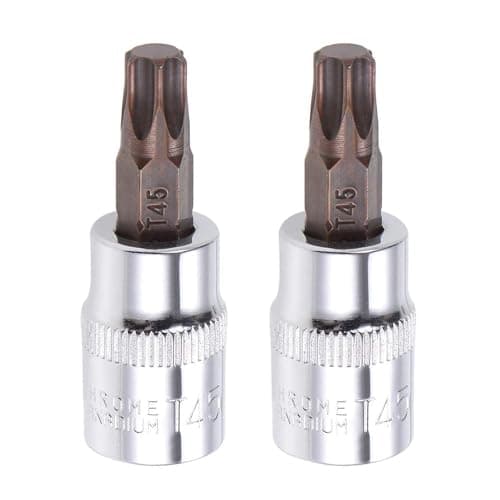 Image of Juttzzei 2PCS Torx Bit Socket - 3/8" Drive, T45 Torx Bits, Premium S2 Alloy Steel, 48mm Length for Ratchet Wrench