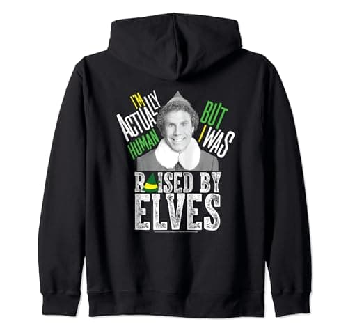 Image of Elf Not Human Raised By Elves Christmas Zip Hoodie