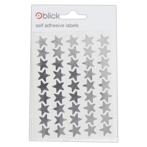 Image of Blick Labels, Metallic Silver, Self Adhesive Stickers, Stars, 14mm, 135 Labels, for Home, Office, Family, School, Holiday Calendar Organising, Planner, Rewards Chart, Colour Coding