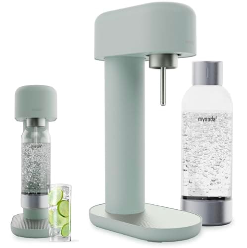 Image of Mysoda Ruby 2 Sparkling Water Maker - Soda Streaming Machine Silent Carbonated Water Machine Robust Long-Lasting Aluminium Soda Maker 1L Water Bottle Without CO2 Cylinder - Light Green Soda Machine