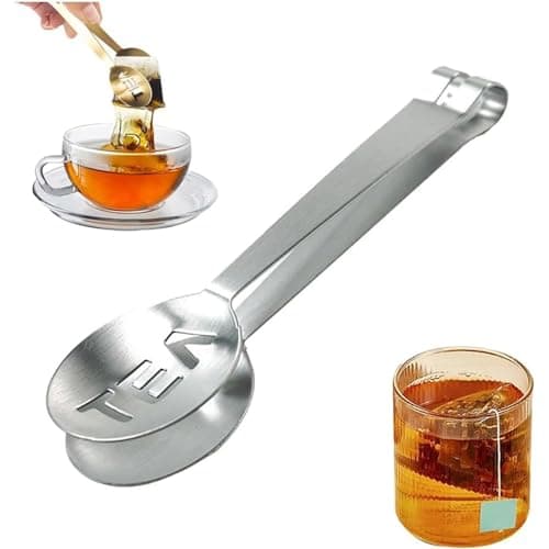 Image of Addein 1 Pack Tea Bag Squeezer Tongs, Stainless Steel Teabag Squeezer Tool, Tea Bag Holder Tea Tongs Strainer Clip Spoon for Gripping Tea Bags Ice Sugar Cubes