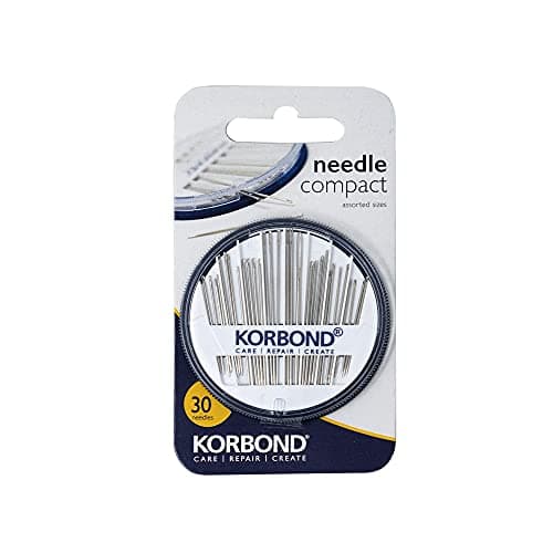 Image of Korbond 30 Piece Needle Compact by Korbond – Needle Assortment for a Multitude of Hand Sewing, Betweens Tapestry & Darning Needles, White|blue|grey