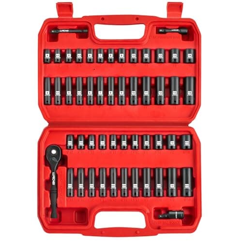 Image of LLNDEI 1/4-Inch Drive Impact Socket Set, 52 PCS Mechanic Tool Set with Ratchet & Adapter, CR-V, Metric and Standard Full Sockets with Storage Tool Kit for Household & Automotive Repair & DIY Project