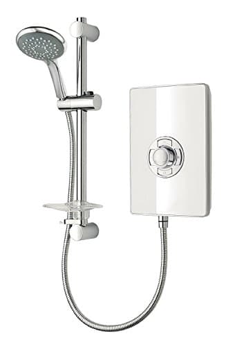 Image of Triton Showers Collection 2 | Shower Electric | 9.5 KW | Triton Aspirante I White Gloss I Electrical Showers | with Showerhead and Anti Twist Hose | Best Electric Shower Units for Bathrooms